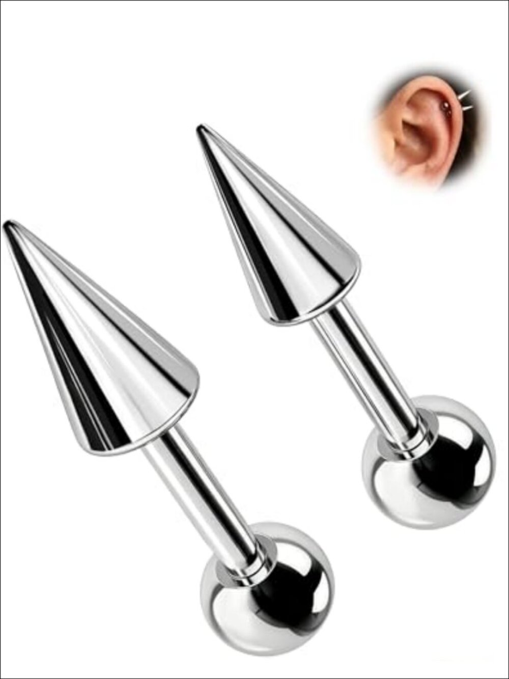 Titanium Vertical Helix Piercing Jewelry 16G 8mm Spike Labret Stud